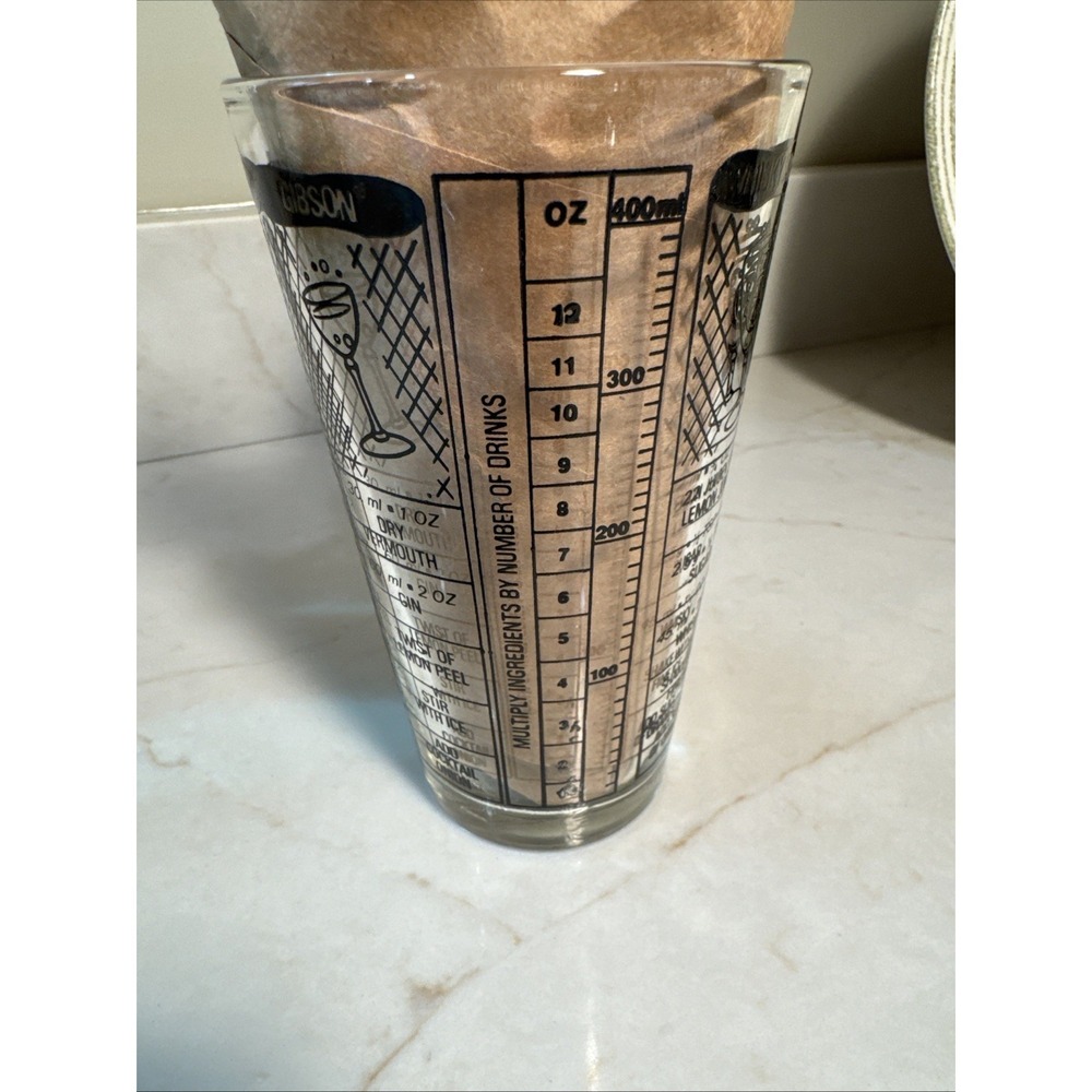 Irvinware Cocktail‎ Drink Recipe Glass Tumbler with Measurements Made In USA